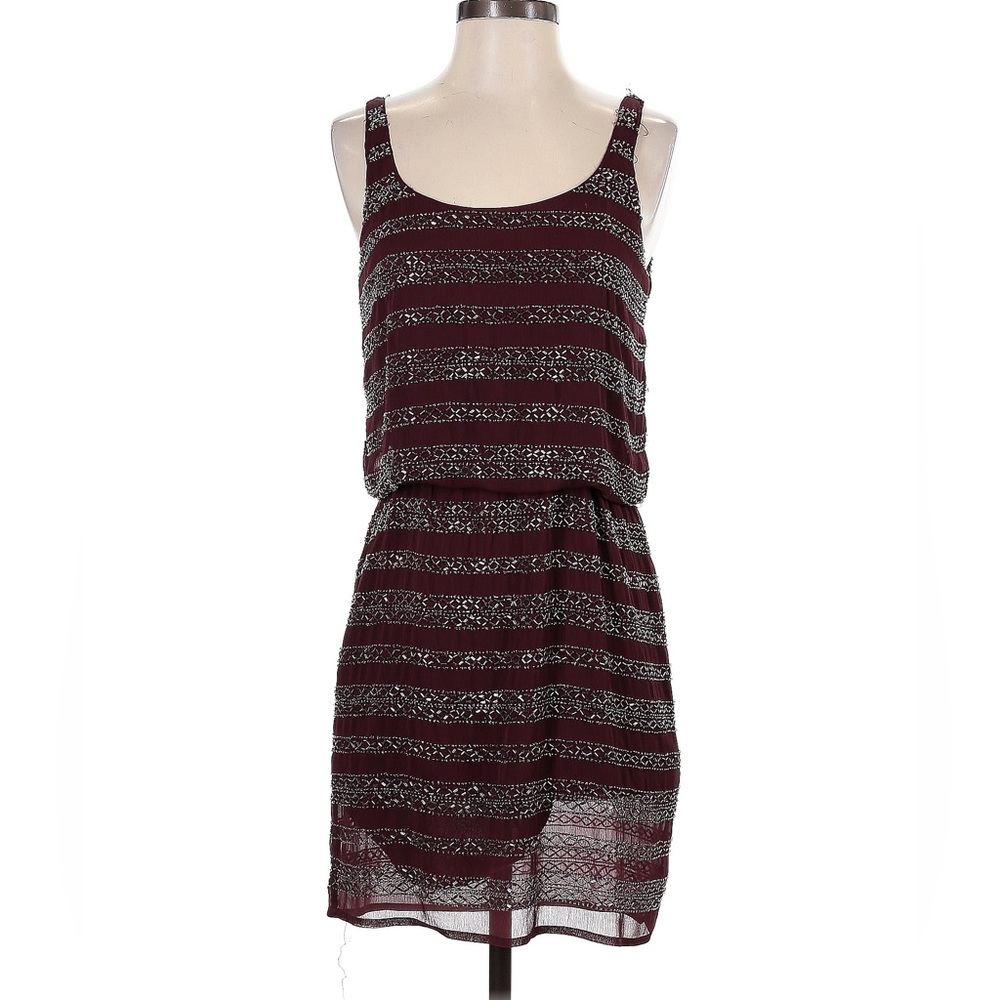 Sparkle ✨beaded burgundy Maroon Stripe Dress